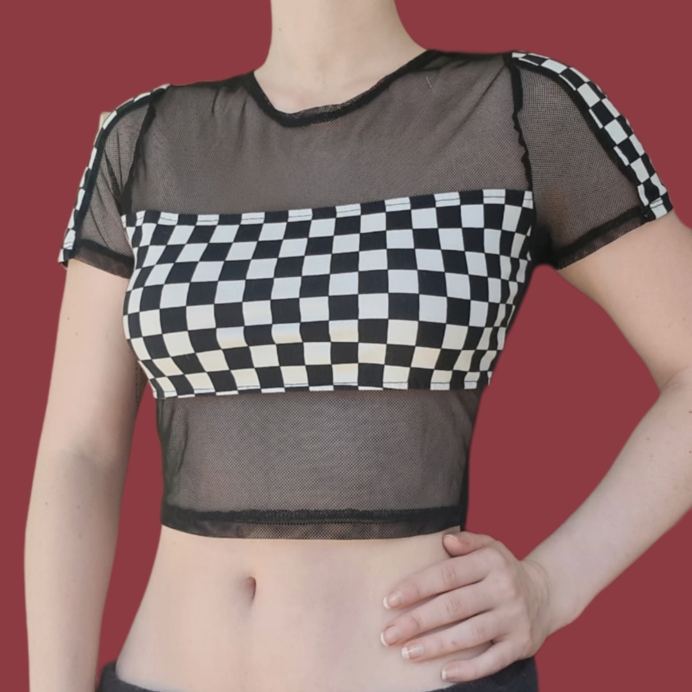 iHeartRaves, M, Sheer/Checkered T-shirt